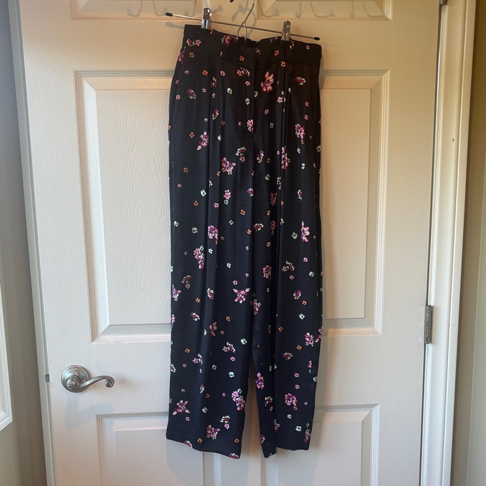 & Other Stories Black Floral Wide Leg Pants